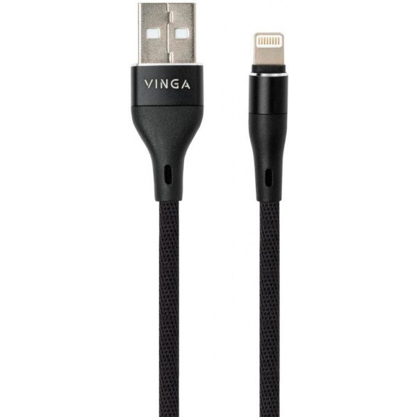 Кабель Vinga USB 2.0 AM to Lightning 1 m Сylindric Nylon Black (VCPDCLCANB1BK)