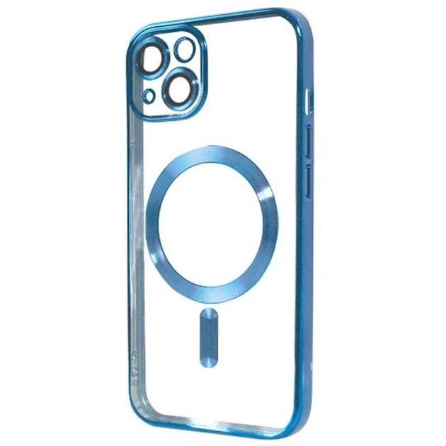 TPU хромовый чехол Chrome with Magnetic + защита камеры для Apple iPhone 15 (6.1") Blue