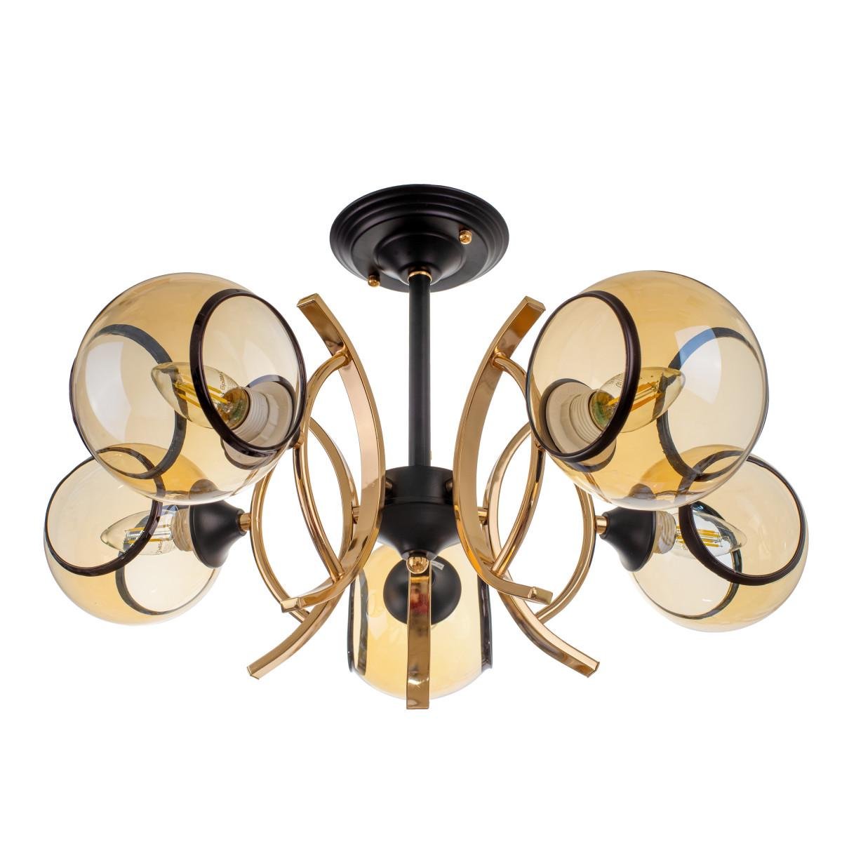 Люстра Brille LK-700S/5 E27 BK/FG на 5 плафонов Черный/Золотой