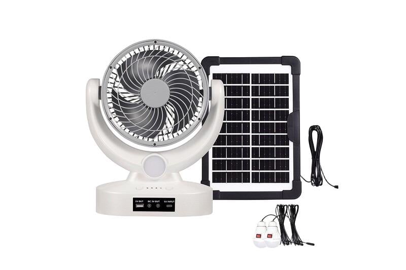 Вентилятор MT-801LS з сонячною панеллю і LED лампою 3 швидкості USB 8 Вт 3,7V 2400 мАг (45946-_623)
