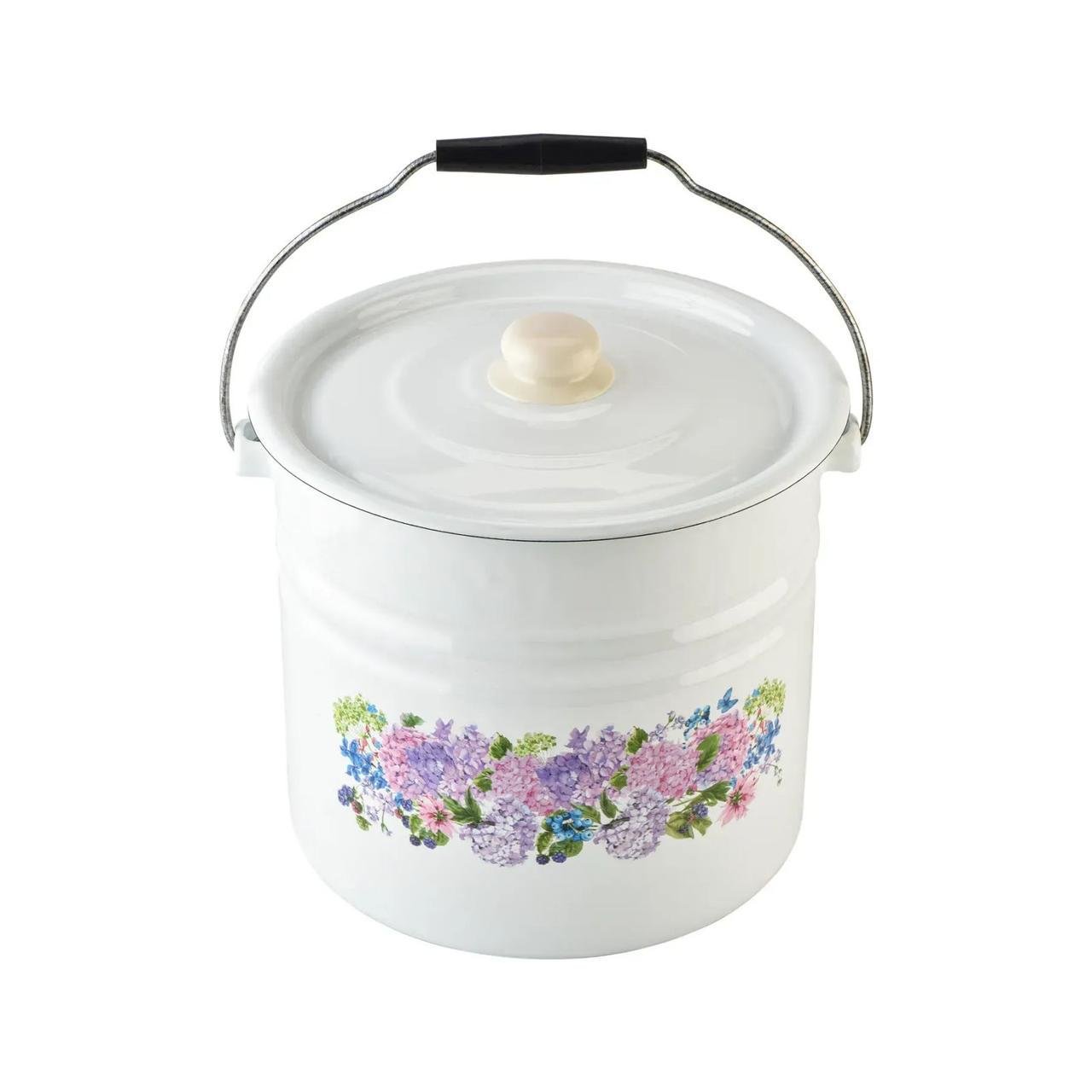 Ведро с крышкой Idilia эмалированное цилиндрическое Анабель 12 л (1224/2)