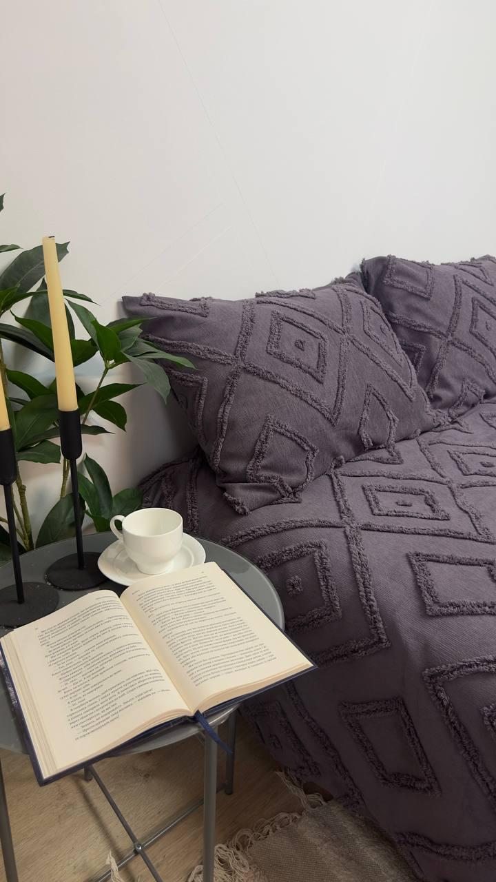 Покрывало Скандинавский большой ромб 220х240 см Графит - фото 10 Покрывало Скандинавский большой ромб 220х240 см Графит - фото 10