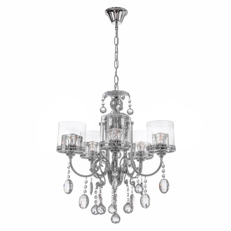 Люстра подвесная Brille BCL-663S/5 E27 CH свеча хрустальная классическая