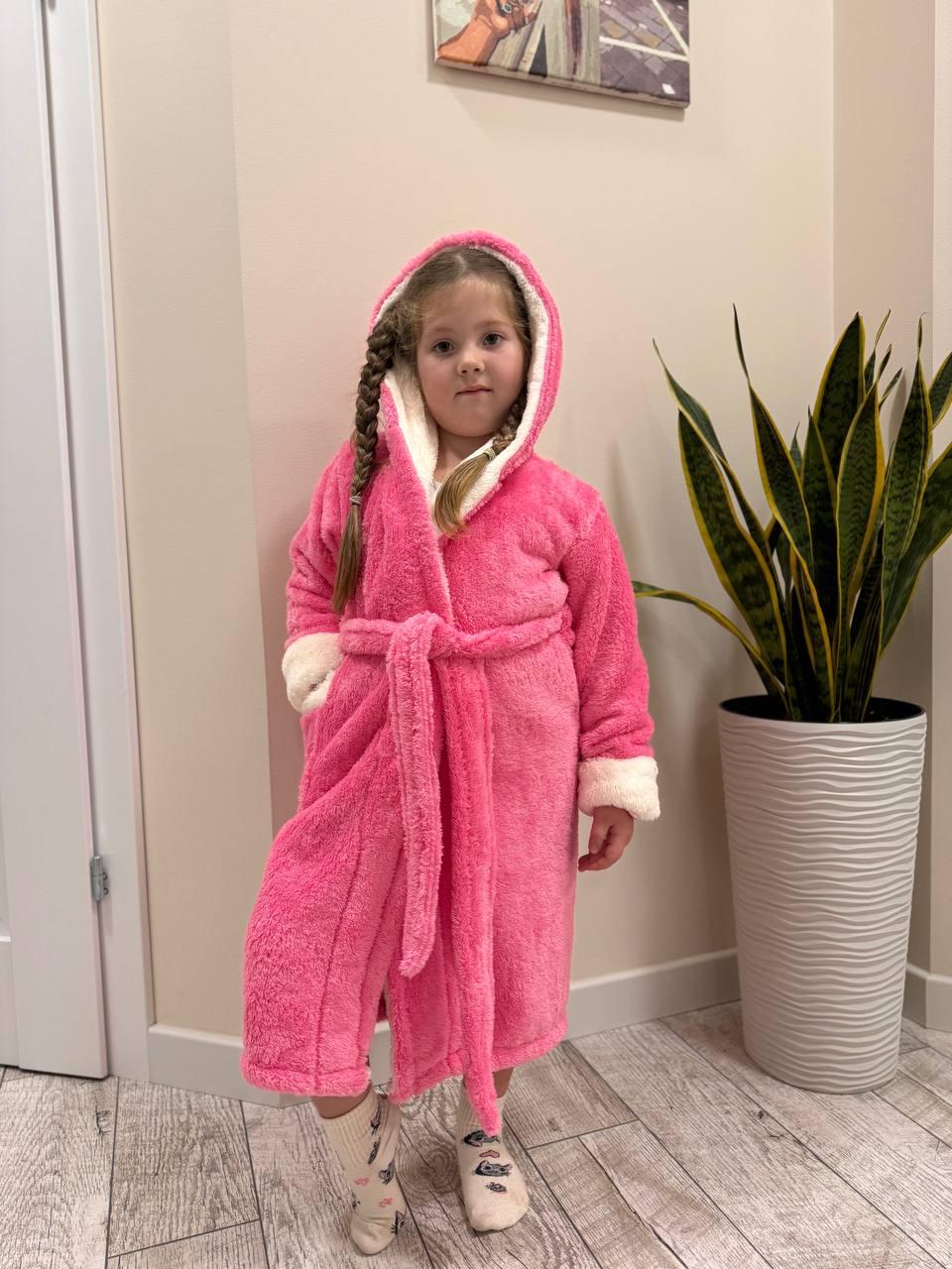 Халат дитячий для дівчинки махровий 7-10 років Рожевий (22936516)