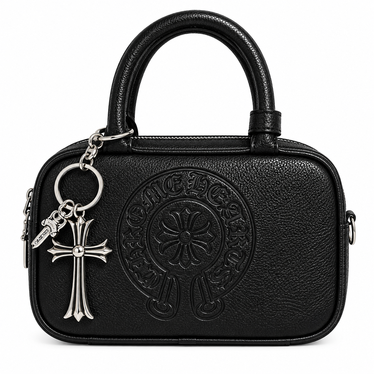 Сумка женская через плечо Chrome Hearts из экокожи с тисненым узором и пыльником Черный