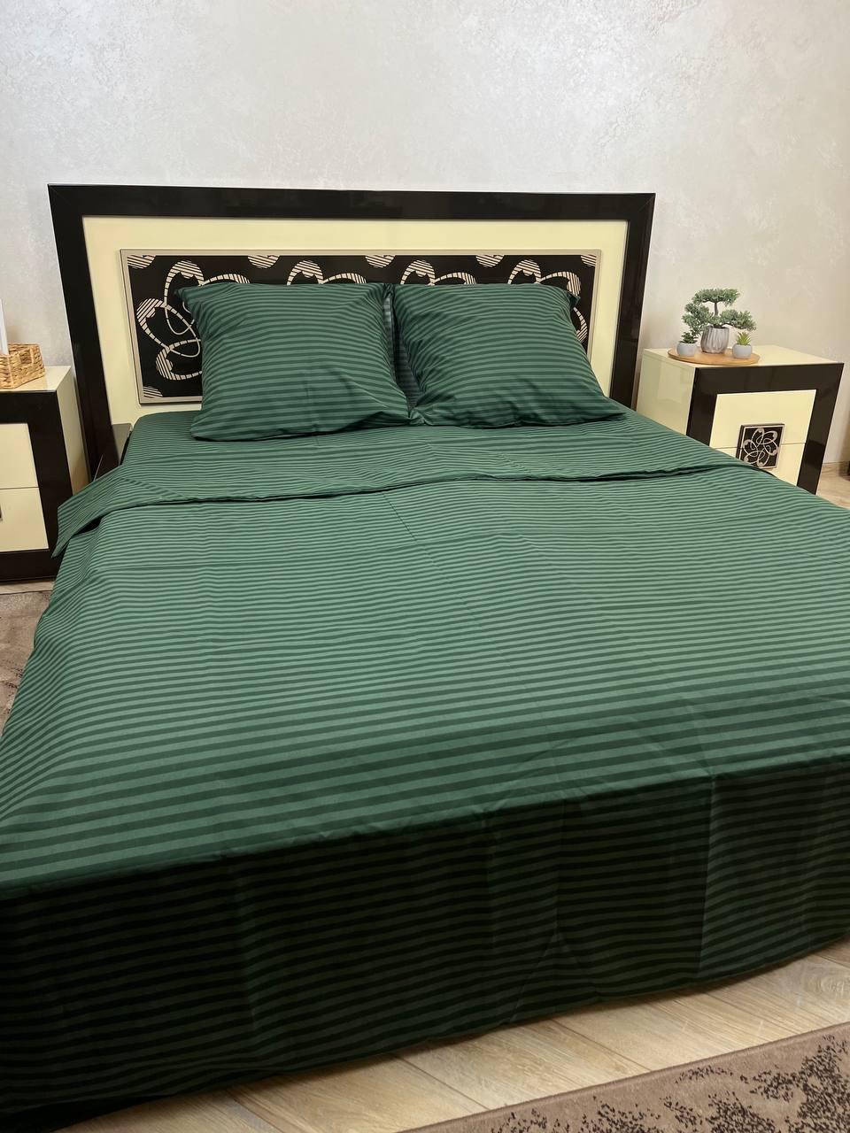Комплект постільної білизни євро Смужка бавовняний 200х220 см Зелений (28838357) - фото 1 Комплект постільної білизни євро Смужка бавовняний 200х220 см Зелений (28838357) - фото 1