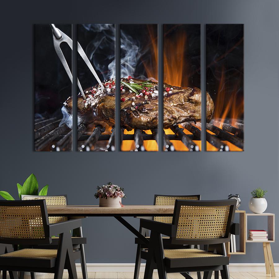 Модульная картина из 5 частей Смачний соковитий стейк 87x50 см (292-51)