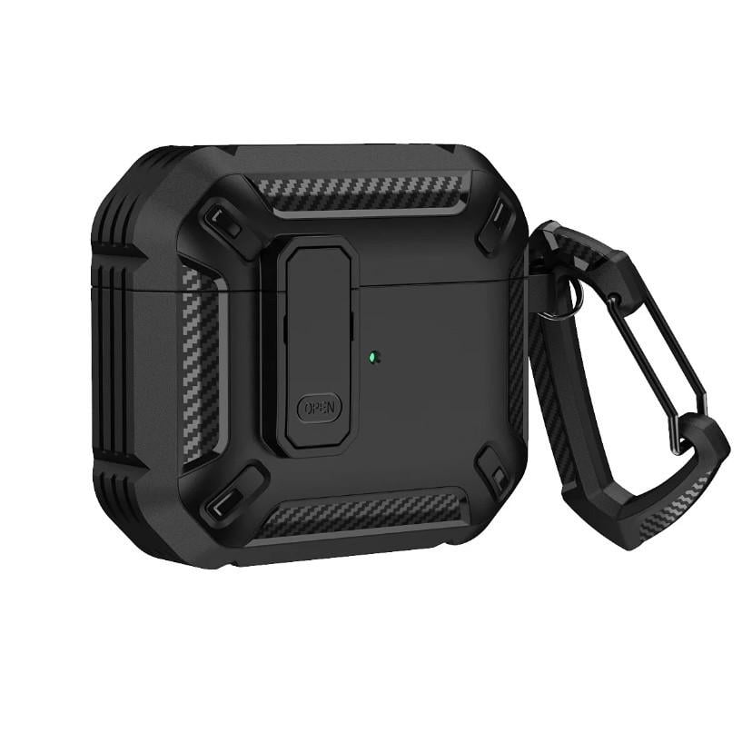 Чехол противоударный для AirPods Pro 2 с карабином и защелкой Open Black (2058594983)