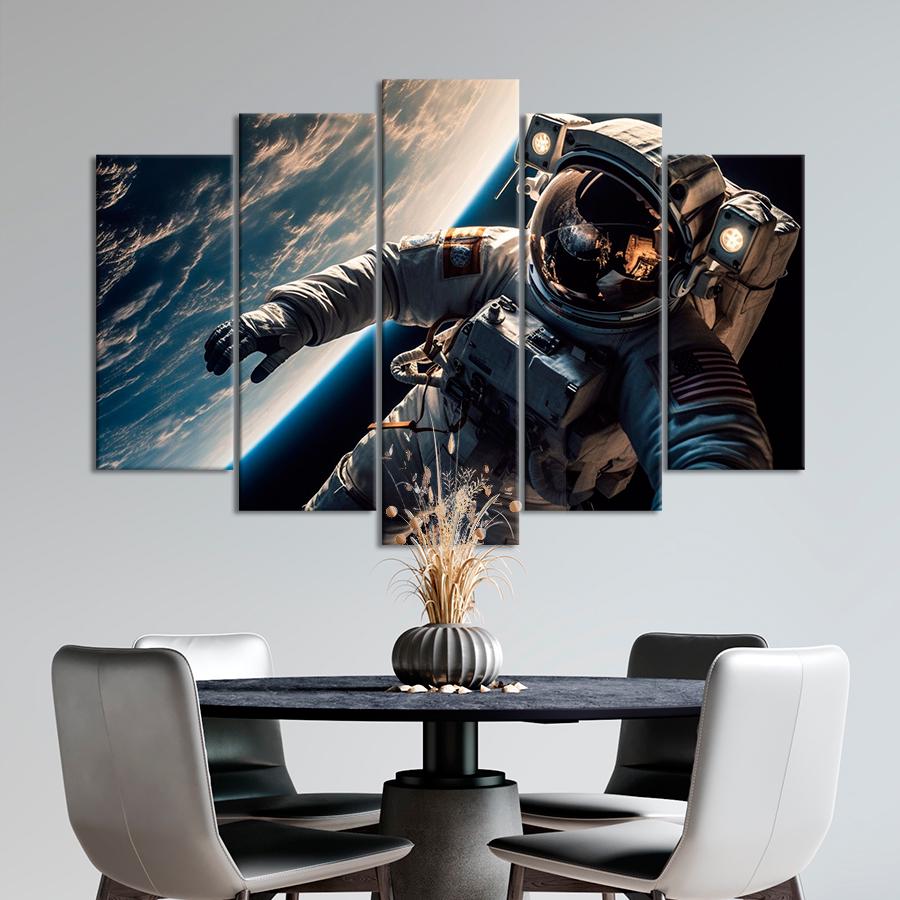 Картина космос Астронавт на фоне красивой планеты 187x119 см (A1274-5)