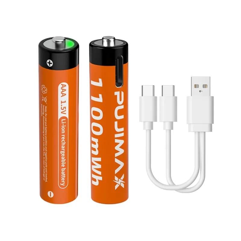 Акумулятора AAA Pujimax с USB Type-C 733 mAh 2 шт./кабель Orange (2575993051)
