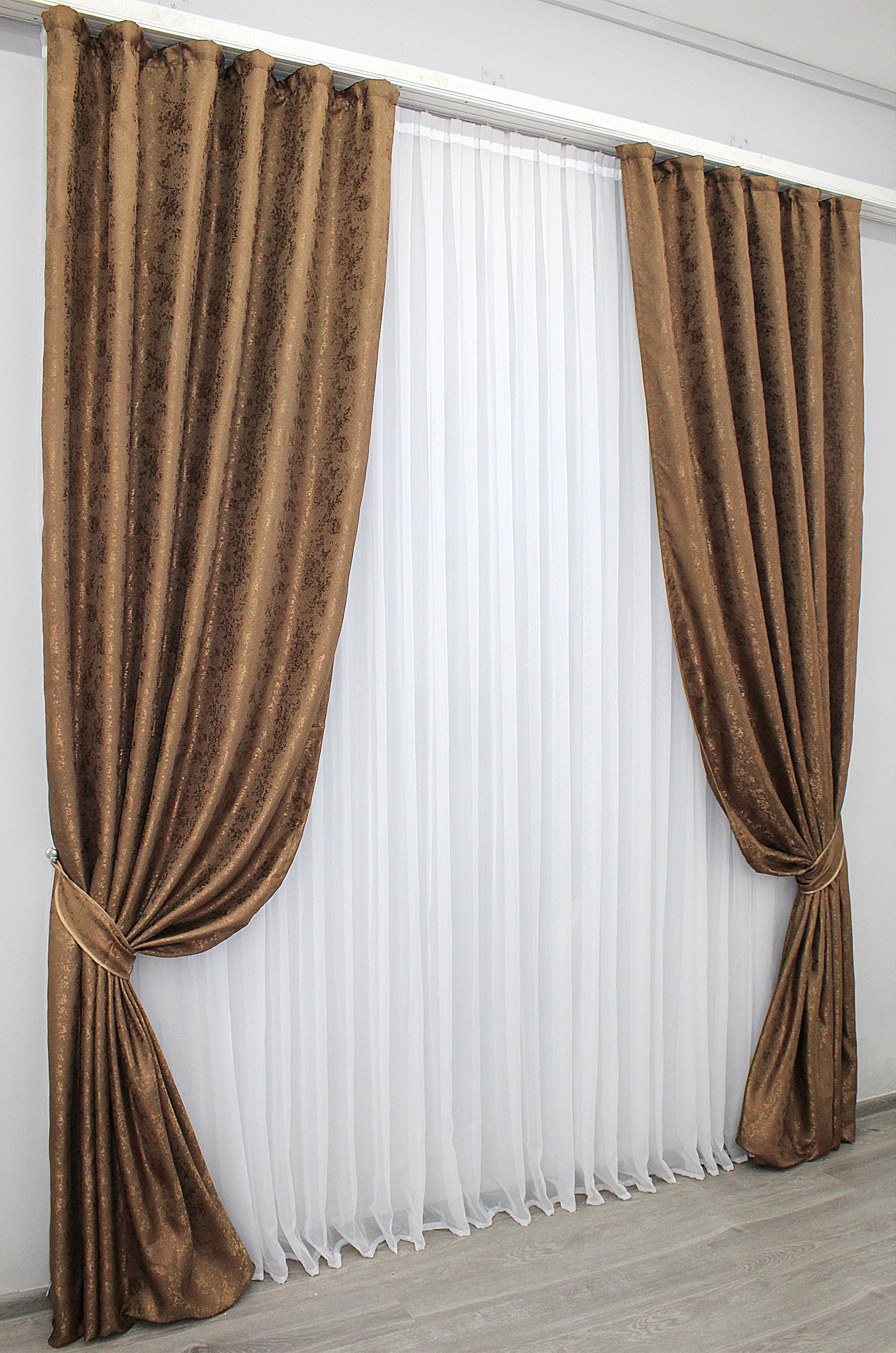 Комплект штор VR-Textil Мармур Al1 № 660ш жакард 150х270 см 2 шт. Коричневий (30-429) - фото 3 Комплект штор VR-Textil Мармур Al1 № 660ш жакард 150х270 см 2 шт. Коричневий (30-429) - фото 3