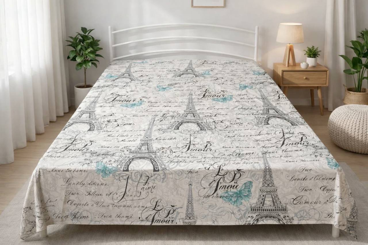 Простынь из бязи Путешествие до Парижа 200х220 см (G-2024/-200x)