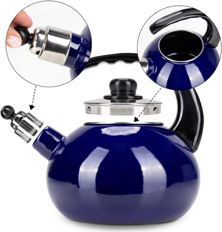 Чайник емальований Kamille Boiling Water зі свистком 2,5 л Синій глянцевий - фото 5 Чайник емальований Kamille Boiling Water зі свистком 2,5 л Синій глянцевий - фото 5