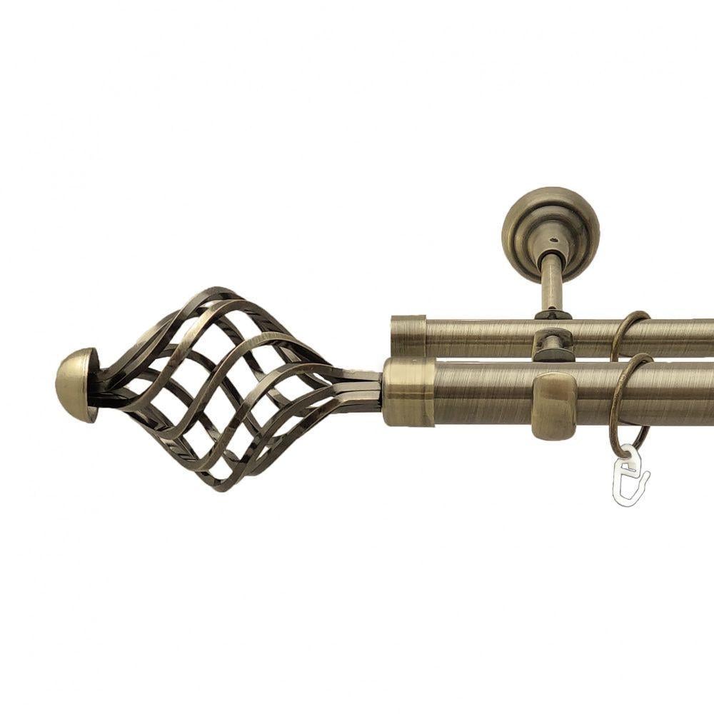 Карниз Orvit Арезо двухрядный гладкий 25/19 мм 160 см Антик (4199004)