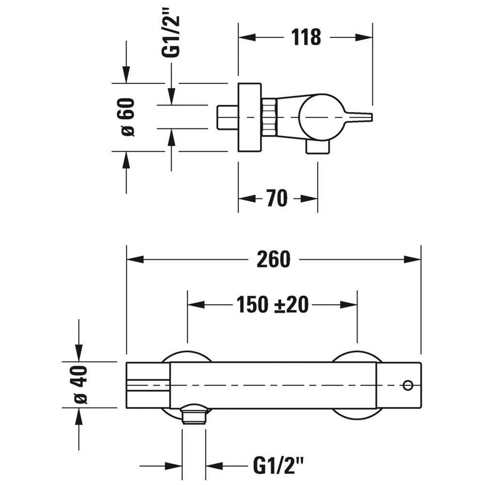 Cмеситель для душа DURAVIT B.1 B14220000010 с термостатом Хром (113408) - фото 2