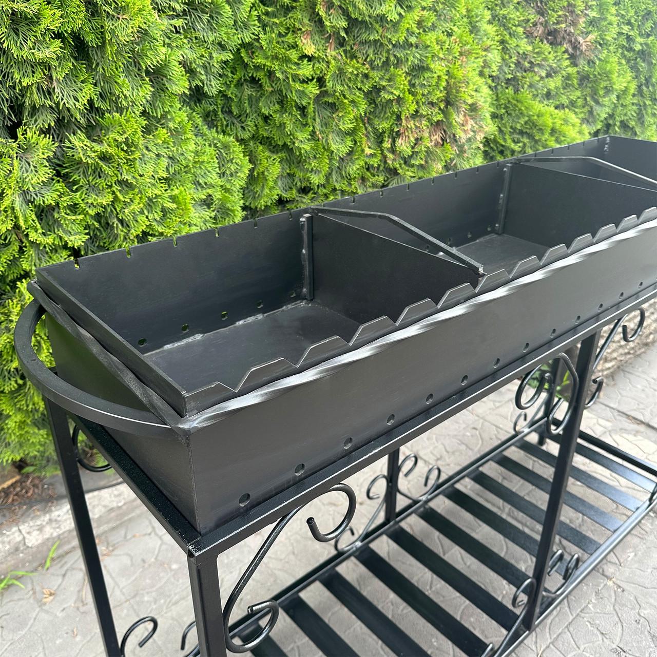 Мангал Metalzavod Гефест на 20 шампурів 4 мм на дровниці 143х39,5х97,2 см (MD20-4) - фото 4 Мангал Metalzavod Гефест на 20 шампурів 4 мм на дровниці 143х39,5х97,2 см (MD20-4) - фото 4