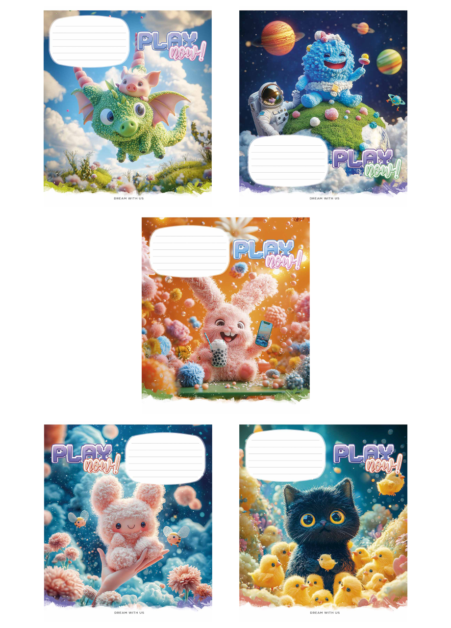 Тетради ученические Школярик Play now в косу линию 12 л. 5 шт. (3556 4820006473204)