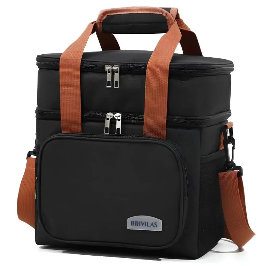 Сумка-холодильник на 2 отделения с ручкой через плечо 26х25х18 см 12 л Черный (172-2) Сумка-холодильник на 2 отделения с ручкой через плечо 26х25х18 см 12 л Черный (172-2)