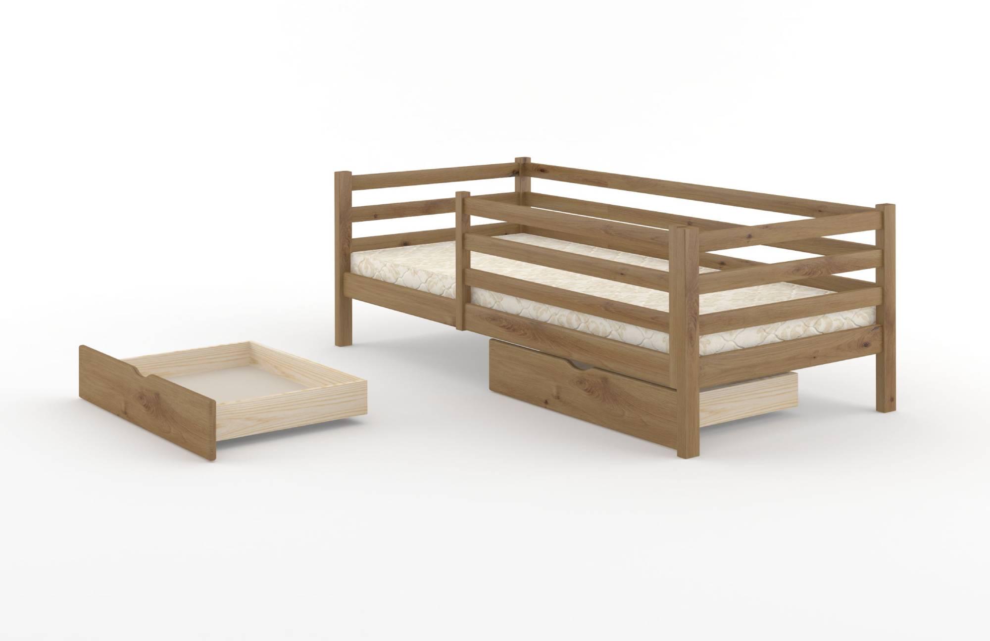 Ліжко дитяче MebiGrand Ніка з бортиками та ящиками 120х190 см Горіх світлий (DMBG-2580)