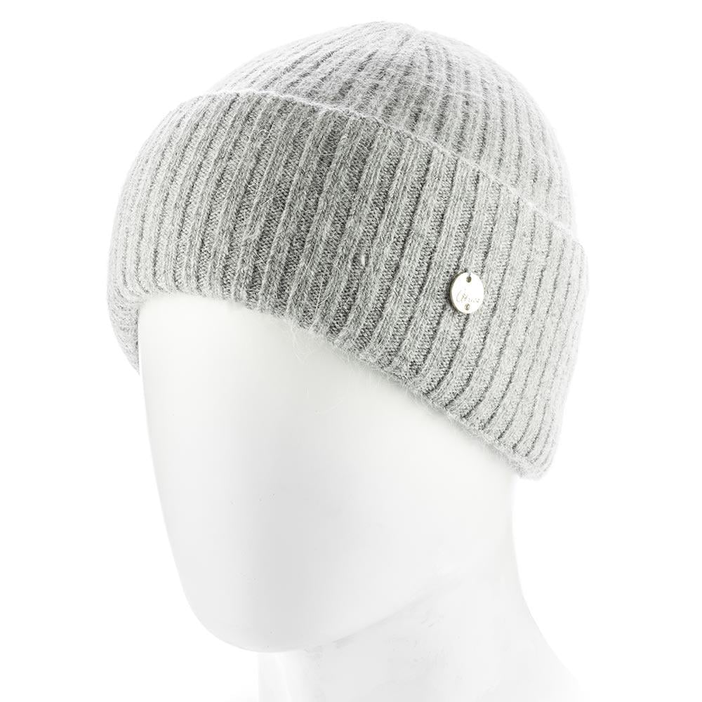 Шапка женская ангоровая зимняя Atrics WH895 в широкий рубчик с двойным отворотом утепленная флисом Серый - фото 1 Шапка женская ангоровая зимняя Atrics WH895 в широкий рубчик с двойным отворотом утепленная флисом Серый - фото 1