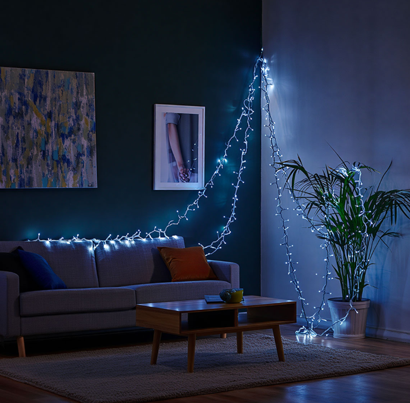 Гирлянда нить уличная 1000 LED 100 м на солнечной батарее черная нить с пультом ДУ Белый - фото 4