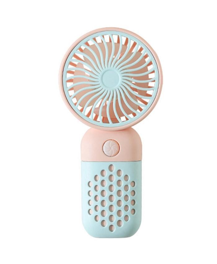 Вентилятор Mini Fan Z8 7186 аккумуляторный с USB-зарядкой розовый с голубым