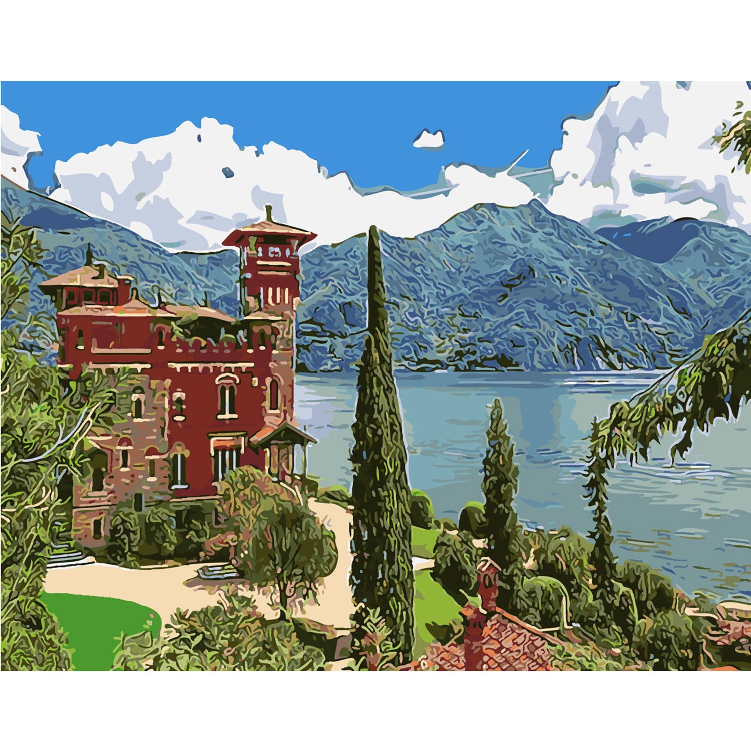 Картина по номерам Strateg Дом среди гор 40х50 см (SY6125)