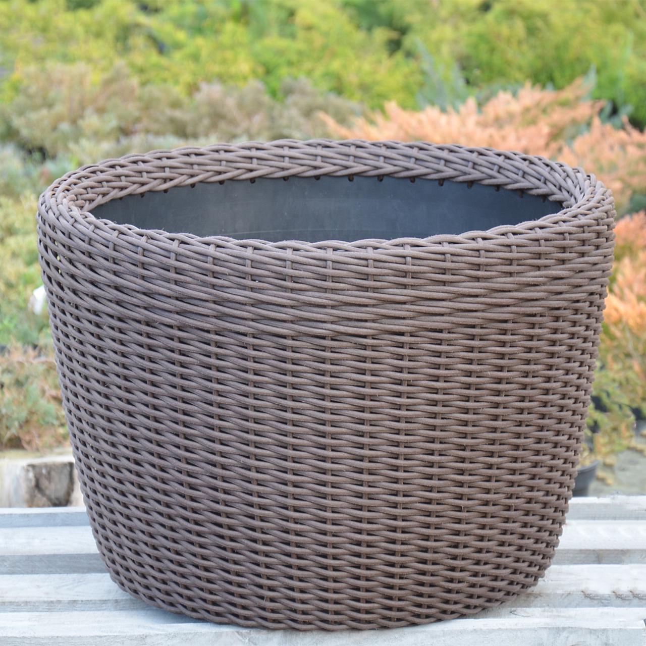 Кашпо велике для рослин та квітів з штучного ротангу/ручної роботи 60 л Чесаний венге - фото 4 Кашпо велике для рослин та квітів з штучного ротангу/ручної роботи 60 л Чесаний венге - фото 4