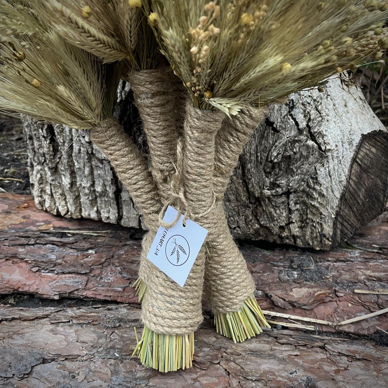 Рождественский дидух из ржаных колосьев и льна 45 см (1734444622) - фото 3