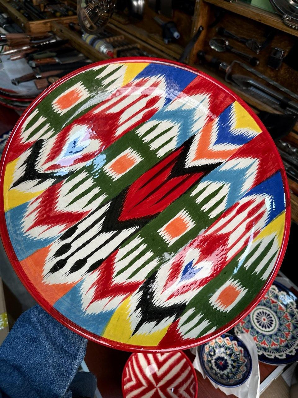 Ляган большая керамическая тарелка ручной работы Килим диаметр 32 см