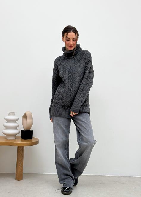 Светр з візерунком жіночий ART KNIT Олівія oversize Графітовий - фото 5 Светр з візерунком жіночий ART KNIT Олівія oversize Графітовий - фото 5