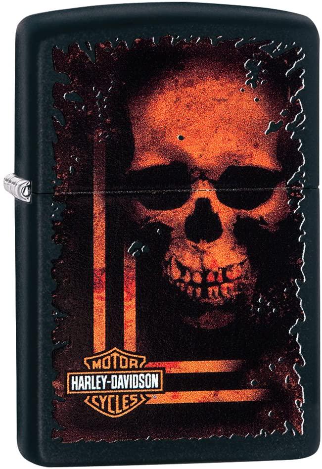 Зажигалка Zippo Harley Davidson Orange Skull Brass Black (60003929)