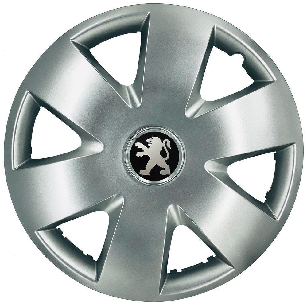 Колпаки автомобильные модельные  SJS 308 с логотипом Peugeot R15 4 шт. Серебрянный