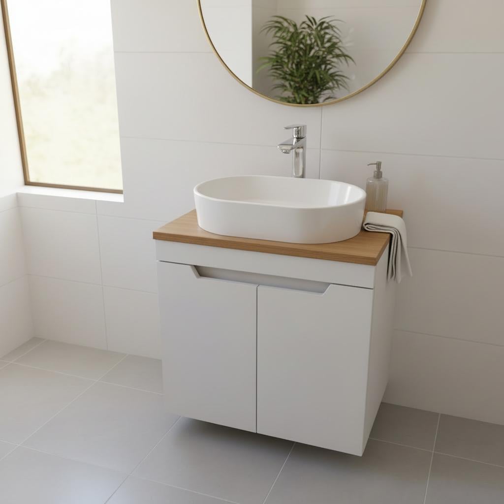 Тумба для ванної кімнати підлогова Кварта зі стільцем і чашею Beste 60 см (2531)