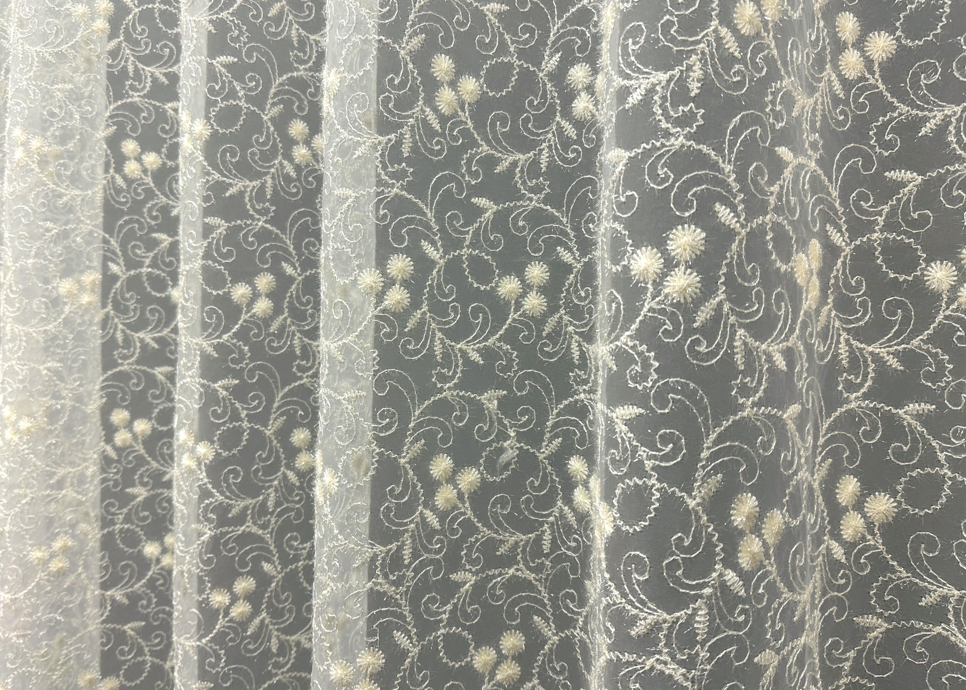 Тюль VR-Textil 1689т Органза с вышивкой и люрексом 300х270 см Молочный (42-0729) - фото 6 Тюль VR-Textil 1689т Органза с вышивкой и люрексом 300х270 см Молочный (42-0729) - фото 6