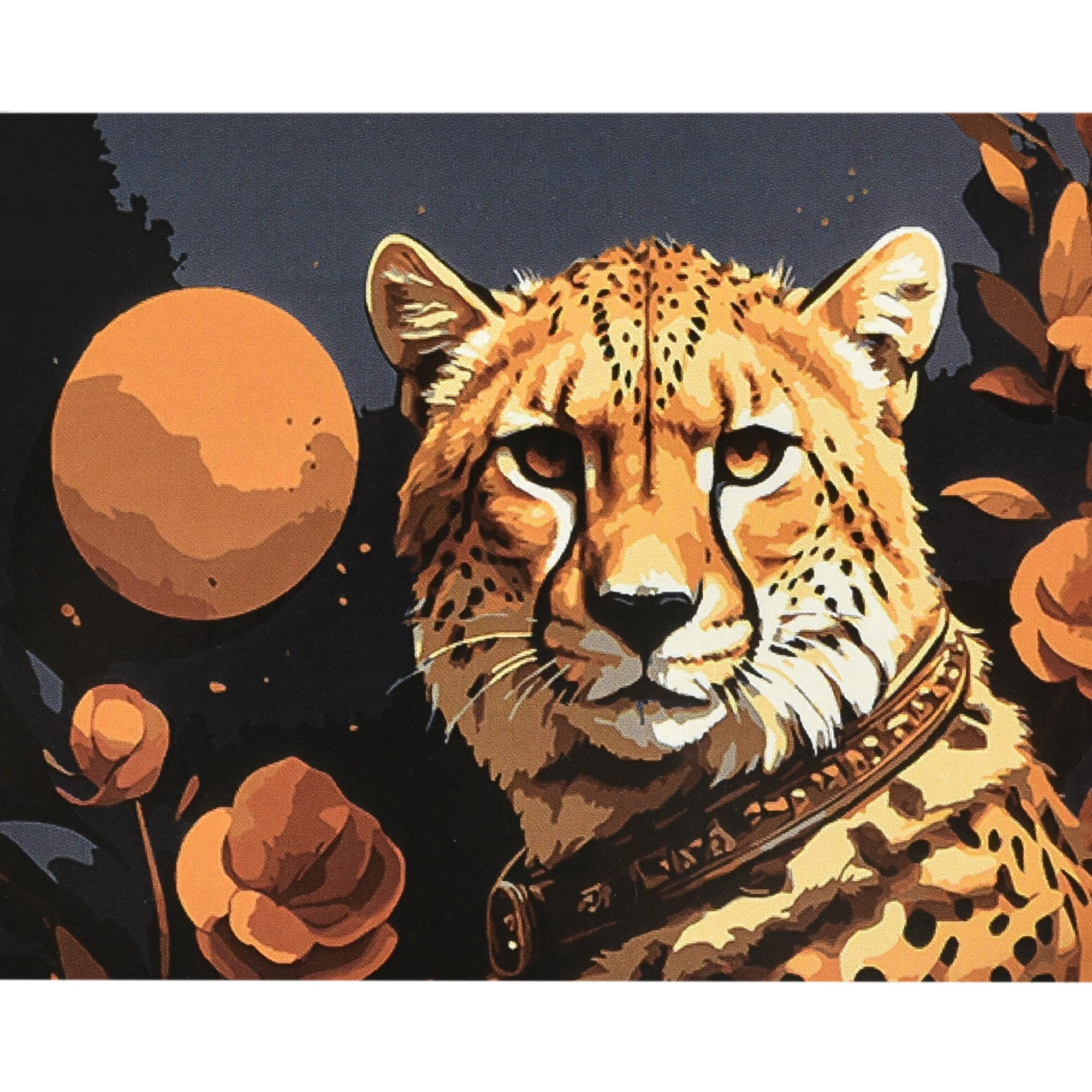 Картина по номерам Strateg Премиум Величество гепарда с лаком и уровнем 40x50 см (Str-VA-4653)