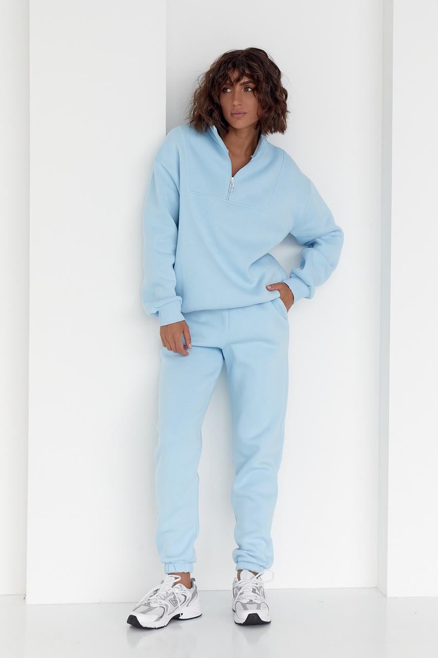 Спортивный костюм с молнией на воротнике L/XL Голубой (11858192)