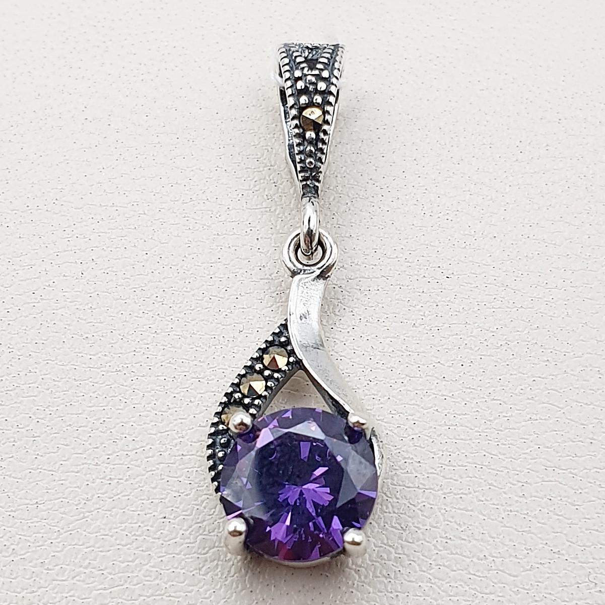 Серебряный кулон с аметистом и марказитом 2,1 г (2729394878)
