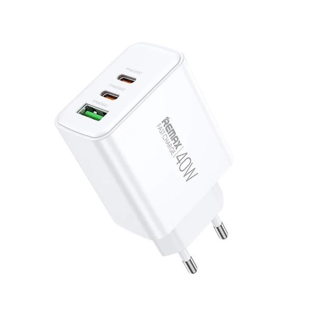 Зарядний пристрій Remax 40W/USB-C+2хUSB-A White