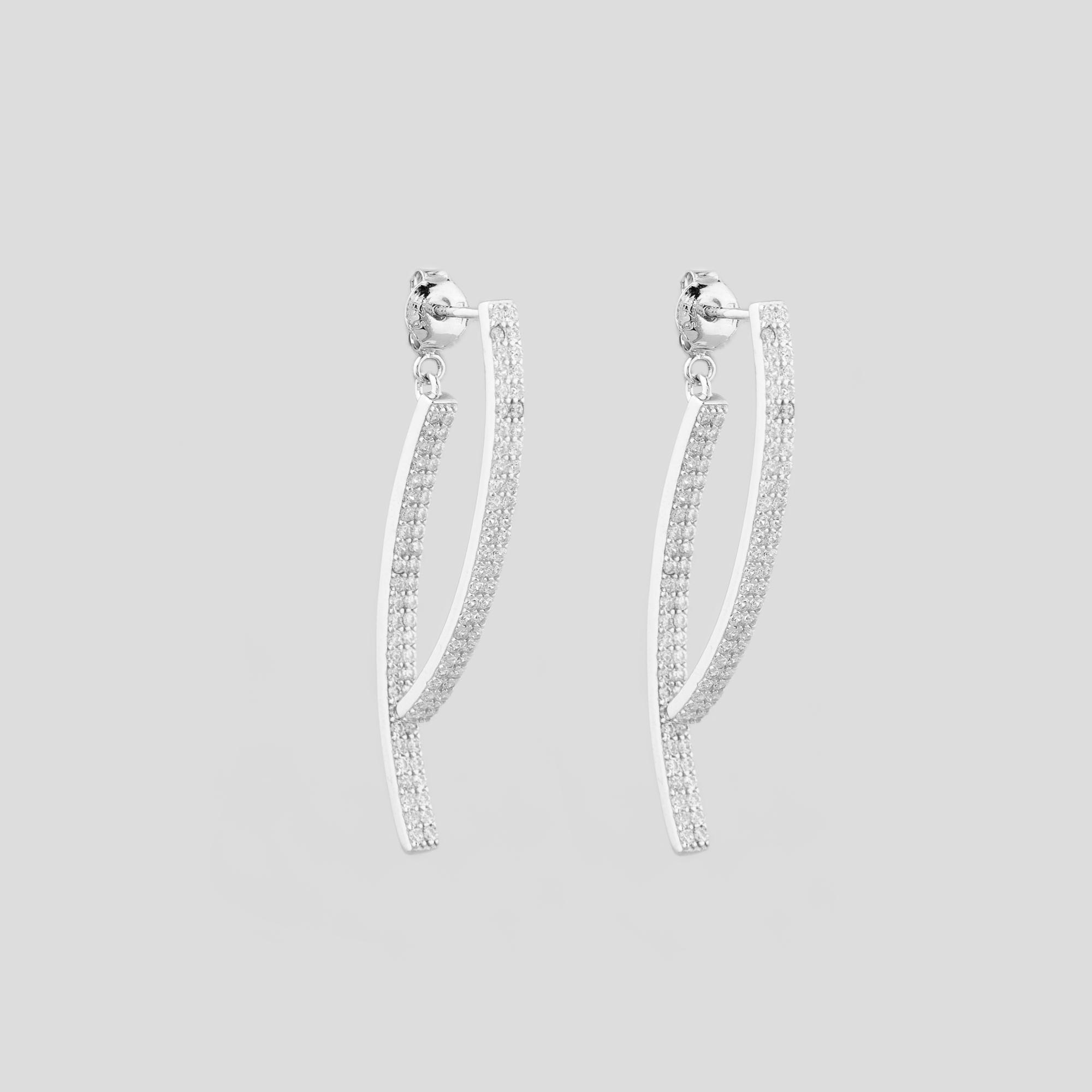 Серебряные серьги Minimal Сияние линий (17412)