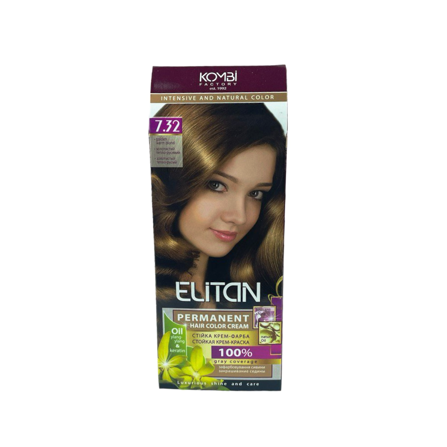 Крем-краска для волос стойкая ELITAN intensive and natural color 7-32 Золотистый тепло-русый (2186832299)
