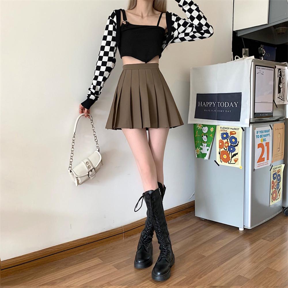 Спідниця зі складками M Коричневий (65130) - фото 3 Спідниця зі складками M Коричневий (65130) - фото 3