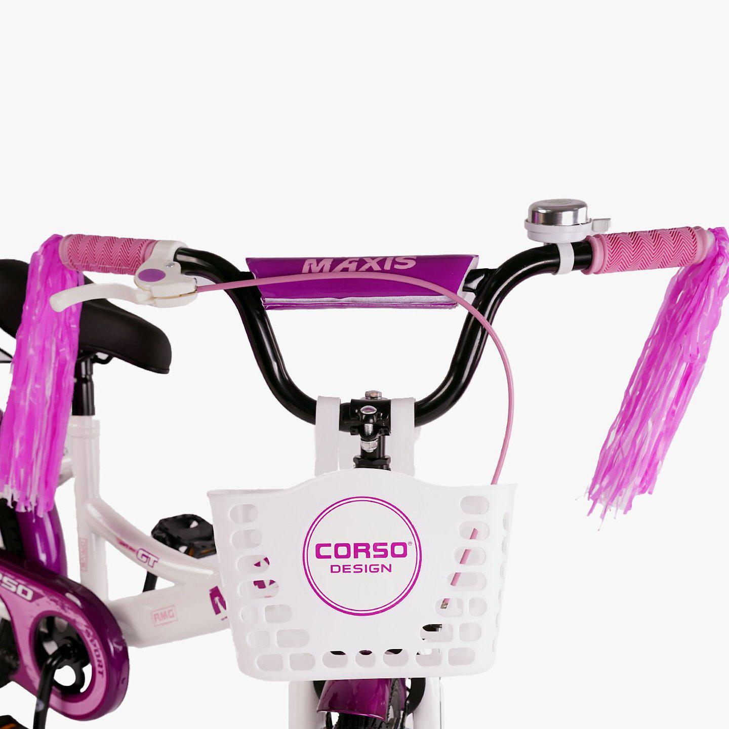 Велосипед двухколесный Corso MAXIS 16" для девочки с корзиной и багажником Белый - фото 5 Велосипед двухколесный Corso MAXIS 16" для девочки с корзиной и багажником Белый - фото 5