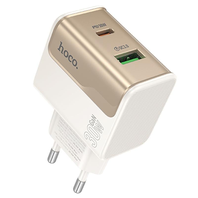 Зарядний пристрій мережевий Hoco CS73A Star Speed PD30W/QC3.0 1USB-A/1C White (00000079066_2)