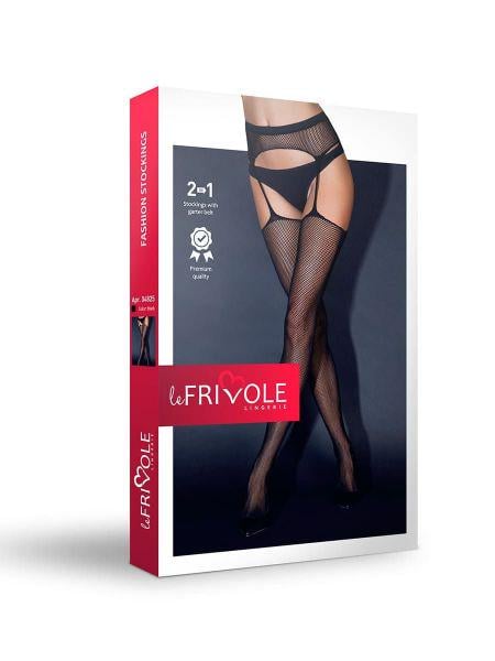 Чулки в сетку с поясом LeFrivole S/M Черный Чулки в сетку с поясом LeFrivole S/M Черный