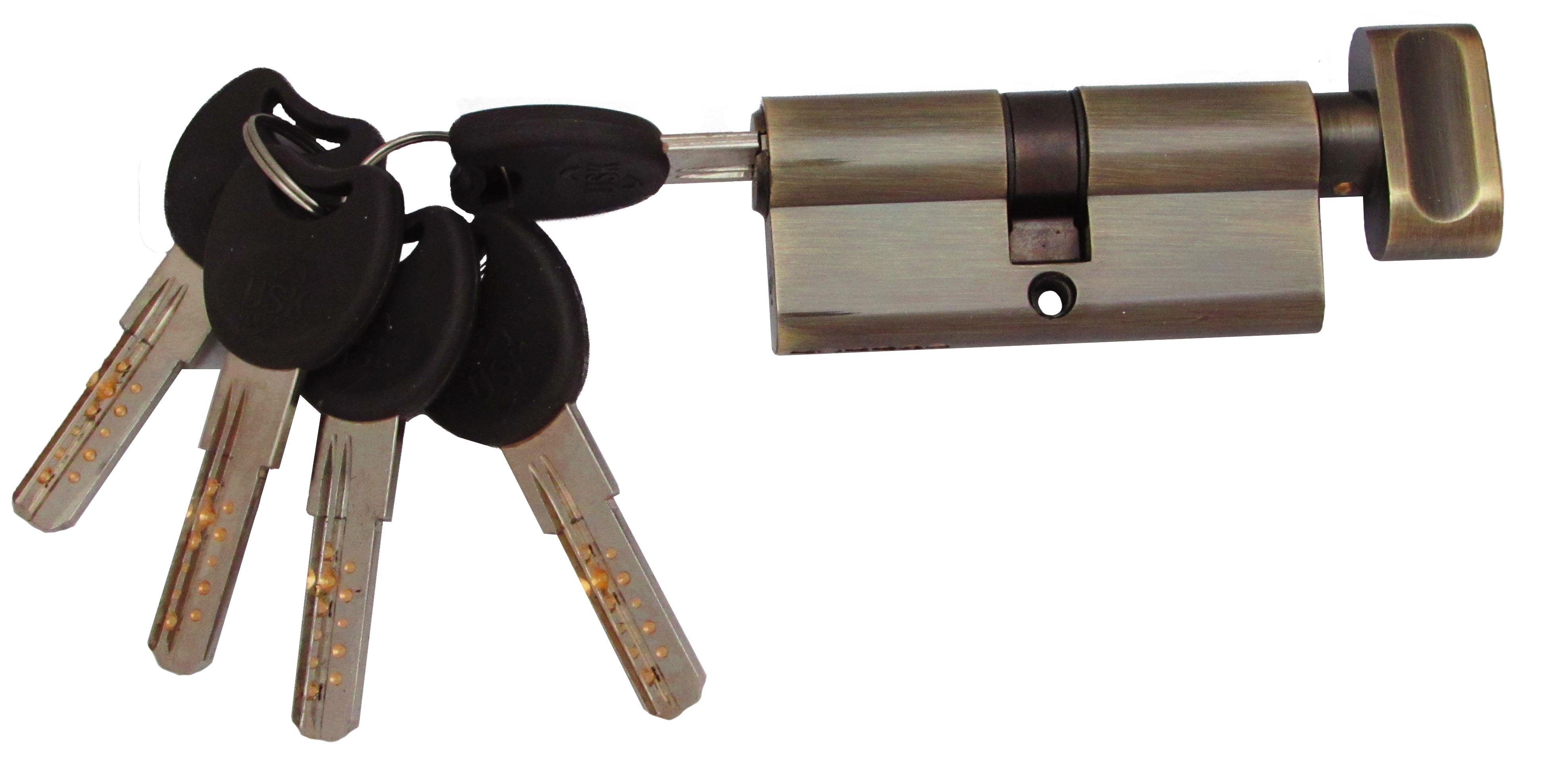 Цилиндровый механизм USK ZC-70 35x35 ключ/поворотник Старая бронза