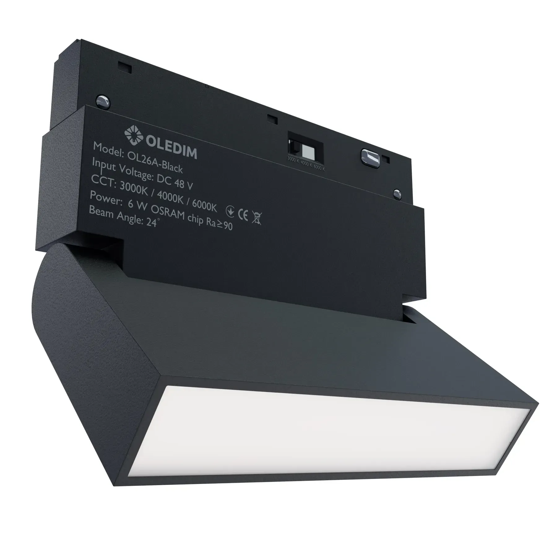 Светильник трековый поворотный магнитный OL26 6W 3000K Черный (33027439)