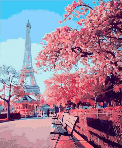 Картина по номерам Strateg Цветущий Париж 40x50 см (VA-1426)