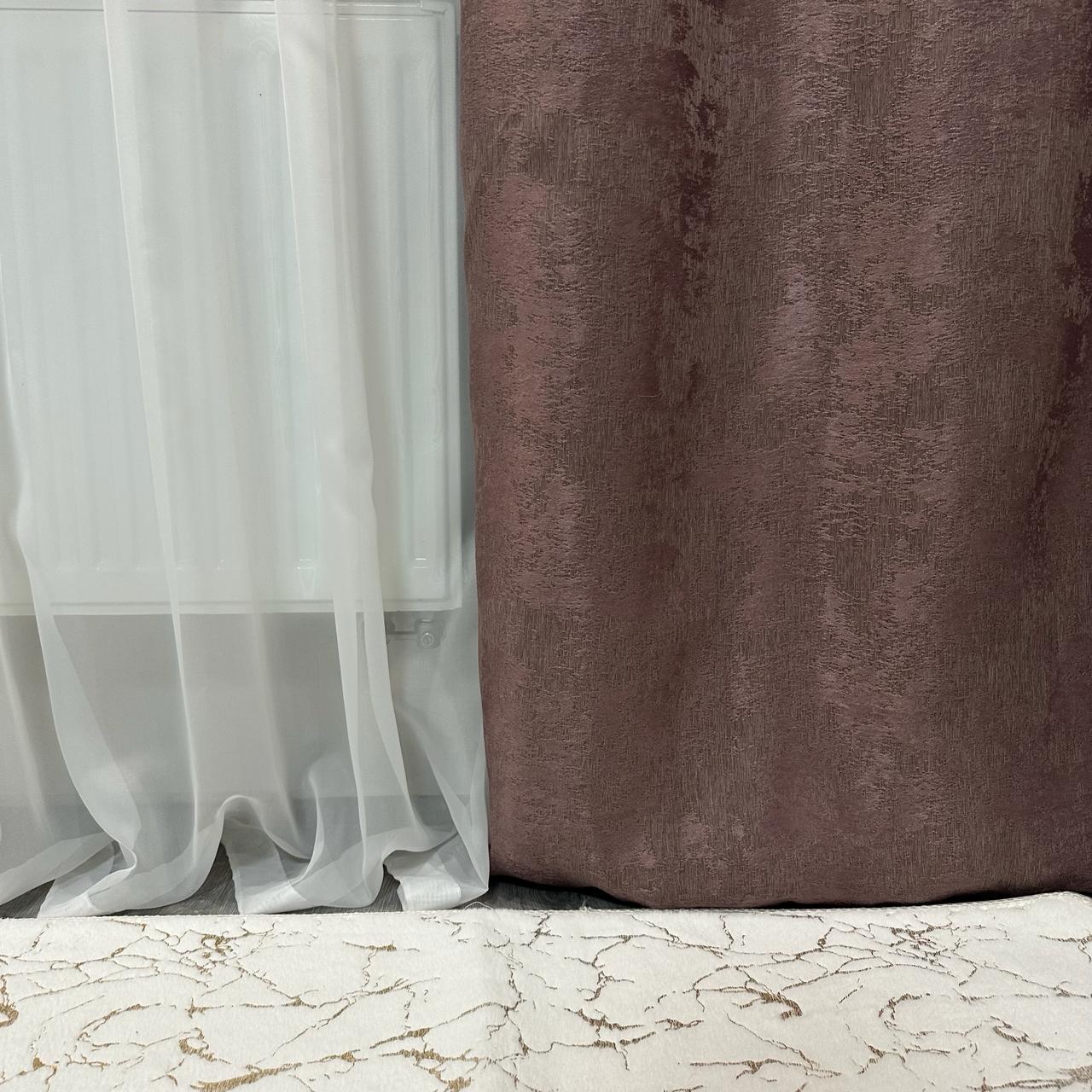 Шторы жаккардовые с мраморным узором среднее затемнение 1,5x2,7 м 2 шт. Розово-кофейный (К1039-89) - фото 3