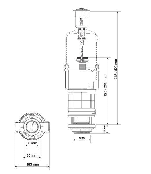 Сливной механизм двухкнопочный K.K.-POL RS-ZSD/205 ZSD/209/ZSD/206 - фото 2